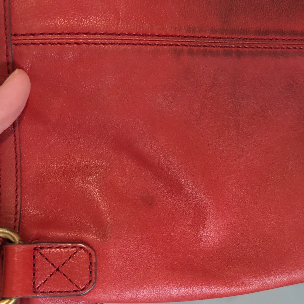 Fossil brand brick / muted red leather crossbody purse pre-loved - Picture 7 of 11